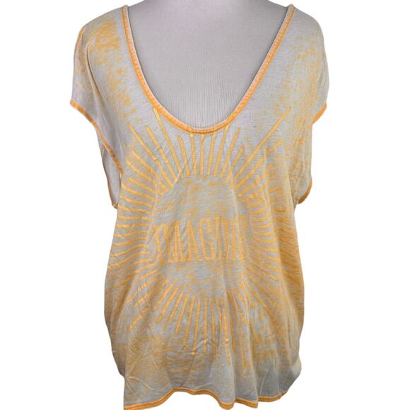 Chaser Yellow Burnout Imagine V-Neck Blouse Size Small - Picture 1 of 8